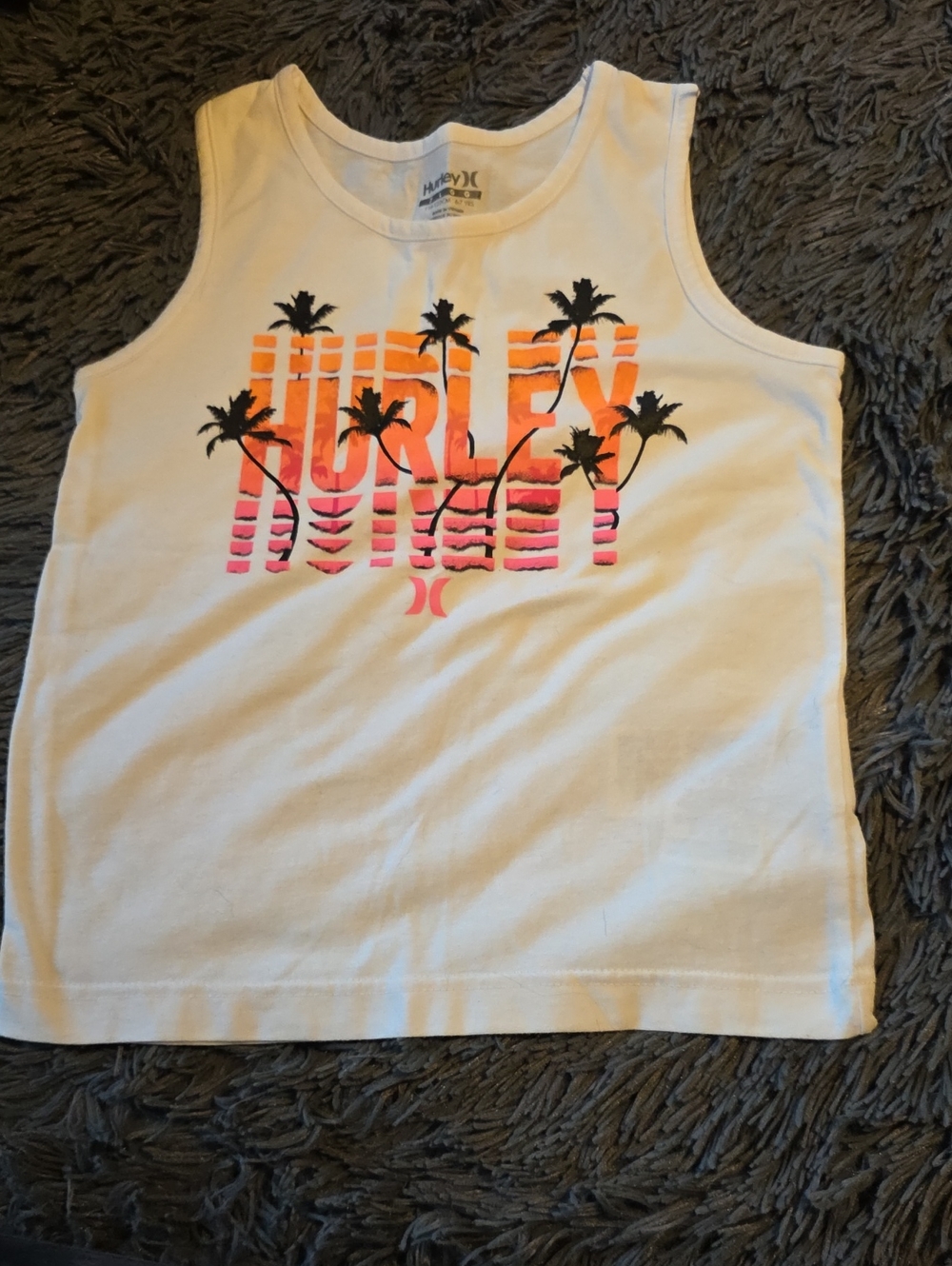 Hurley White Tank Top with Orange-Pink Gradient Logo